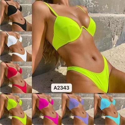 China Solid Strapless Bikini Swimming Suits Sexy Ladies' Swimwear In Stock The New Type Waterproof Abrasion-Resistant for sale