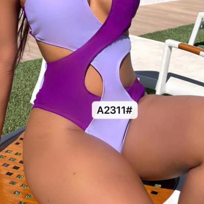 China Purple Ladies 1 Piece Swimsuits Sexy One Piece Swimsuit High Waist for sale