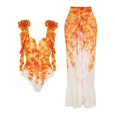 China Summer Bikini with Ruffles Green and Stylish Design for sale