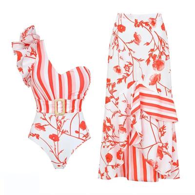 China Summer Bikini Set Padded Cups Three Piece Swimwear In Trendy Styles for sale