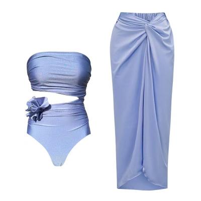China Three Piece Swimwear Padded Cups and Wire Free Support for Fashionable Look for sale