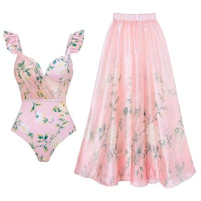 China Summer Three Piece Swimwear with Regular and Padded Cups two pieces swimwear pink color for sale