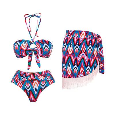 China Padded Three Piece Bikini Set Nylon Swimwear Beach Pool Summer Regular for sale