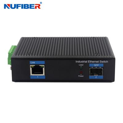 China 1000M Industrial 1xRj45+1xSFP media converter Din rail IP40 for outdoor Network -40-85degrees for sale