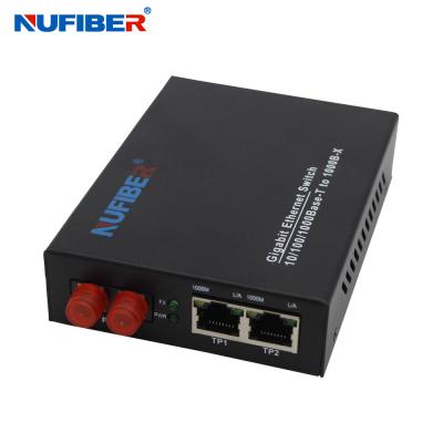 China 1000M 2-port Rj45+1 fiber port with Duplex FC connector media converter fast ethernet fiber switch for sale