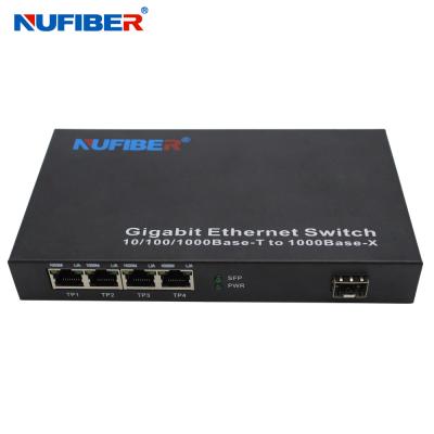 China 10/100/1000M 4-port Rj45+1 SFP port Fiber Optic Ethernet Switch media converter for sale