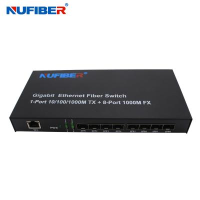 China 10/100/1000M 8-port SFP+1 Rj45 port Fiber Optic Ethernet Switch Media converter for sale