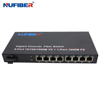 China 1000M 8 Port Rj45 Fiber Ethernet Switch 1310nm 20km OEM ODM Supported for sale