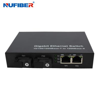 China FCC 1000M habilitado Fiber Ethernet Switch com 2 porto da fibra Rj45 2 à venda
