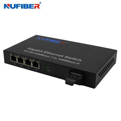 China interruptor de Ethernet de la fibra del SC de 1310nm los 20km de pocas calorías con el puerto 4 Rj45 en venta