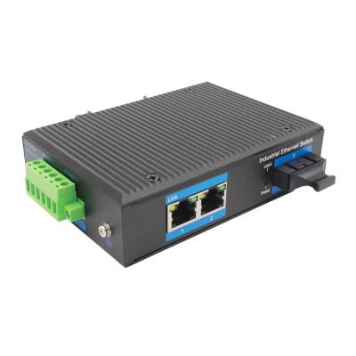 China Fiber To 2 UTP Port Unmanaged Industrial Ethernet Switch for sale