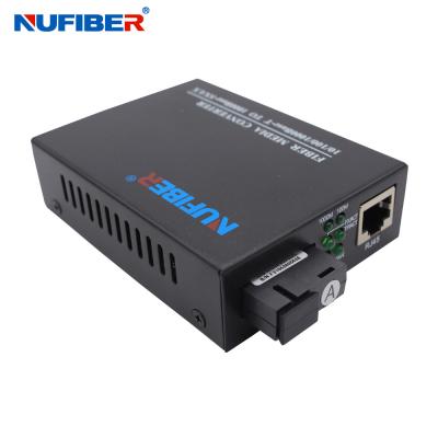 China Nufiber Gigabit Media Converter 10/100/1000M Simplex Single Mode 1310nm / 1550nm SC for sale