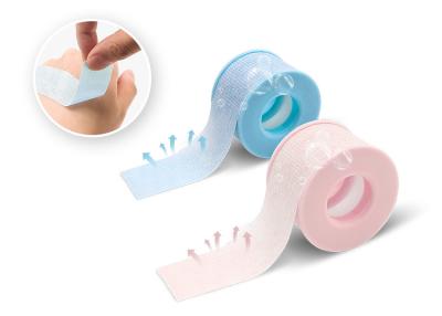 China Custom Eyelash Extension Tape Sensitive 2Pcs Pack Blue Pink Ribbon Micropore Silicone Gel Tape for sale