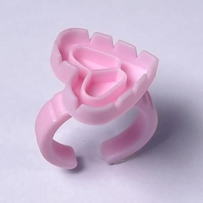 China Disposable Heart Shape Tattoo Ink Cup Eyelash Grafting Glue Ring With Division Pink Plastic for sale