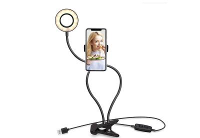 China 3 Colors Selfie Ring Light with Clip Stand & Phone Holder, Led Circle Lights For Mobile Phone for sale