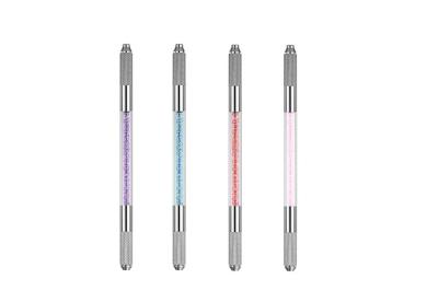 China Wholesale Price Double-headed Tattoo Manual Pen Crystal Acrylic Microblading Permanent Makeup Pen for 3D Eyebrow for sale