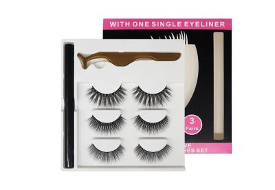 China Wholesale Magnet False Mink Eyelash Set Lash Eyeliner Magnetic Eyelashes With Tweezers OEM / ODM Accepted for sale