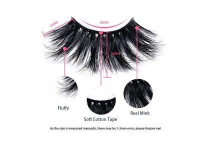 China 60pcs/Set Natural Mink fur Private Label 25mm Thick Mink Eyelash for sale