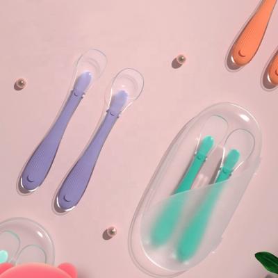 China BPA Free Food Grade Material Baby Lead Weaning Silicone Gently Spoon Baby Utensils Feeding Set for sale
