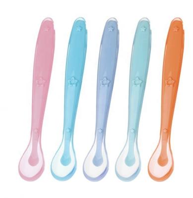 China BPA Free Custom Slim Silicone Baby First Pack Feeding Training Spoon And Fork For Baby for sale
