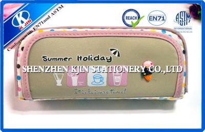China Cotton Fashion Stationary Pink Plain Pencil Cases With Silk Screen Printing LOGO for sale