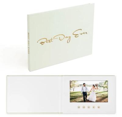 China Custom MEMORIES GOLD FOIL Linen Video Book Wedding Linen Wedding Folder Booklet Mailer Postcard Video Album for sale