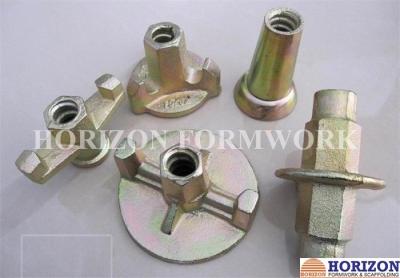 China Galvanized Formwork Tie Rod System , Flanged Wing Nut Steel Cone SGS Approval for sale