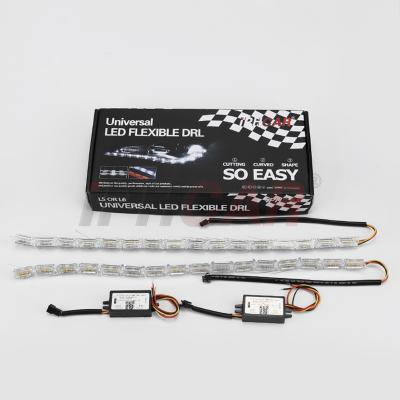 China IPHCAR Universal LED Extended Flexible Daytime Running Light DRL Daytime Running Light with Amber Signal Light Turn for sale
