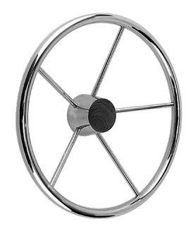 China Five Spokes Stainless Steel Marine Steering Wheel 13.5 Inch Diameter for sale