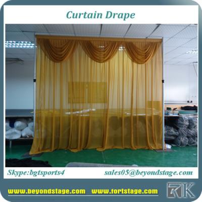 China Yellow color pipe and drape drape curtain with small wave decoration with chiffon fabric drape for sale for sale