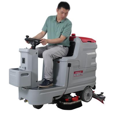 China Elektrische veegschoonmachine Rood en Grijs Multifunctioneel Ride On Floor Scrubber Machine Te koop