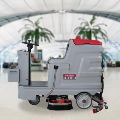 中国 660 Cleaning Width Stand On Sweeper Multifunctional Ride On Floor Scrubber Machine For Supermarket 販売のため