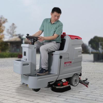 China Two Brushes Sweeper Scrubber Red And Grey Multi Functional Ride On Dryer Machine for sale
