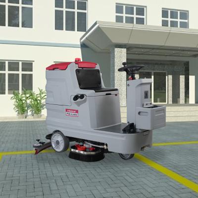 China Red Double Brush Driving Sweeper Scrubber Cleaning Machine For Epoxy Floor for sale