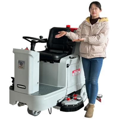China Commercial Cordless Battery Powered Ride On Floor Sweeper Riding Scrubber Machine for sale