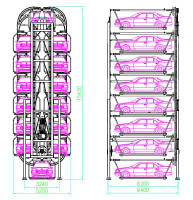 China Sistema de estacionamento rotativo vertical mecânico 8 camadas Sistema de estacionamento rotativo inteligente à venda