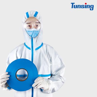 China Blue EVA Heat Seam Sealing Tape for Medical Disposable Isolation Clothing for bonding PE for sale
