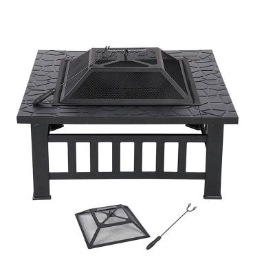 China Wildlife Cutouts Oniya Outdoor Fire Pit Garden Brazier Square Table Stove Fire Pits Grill for sale