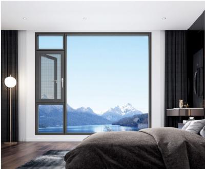 China Casa Mesh Aluminum Swing Window Deep vitrificado dobro Grey Frame à venda