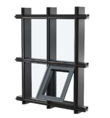 China Double Tempered Aluminium Glass Curtain Wall Anodizing Black Frame for sale