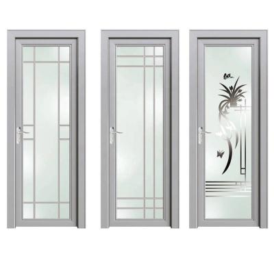 China Sound Insulation Aluminum Bathroom Doors Swing Tempered Glass Door for sale