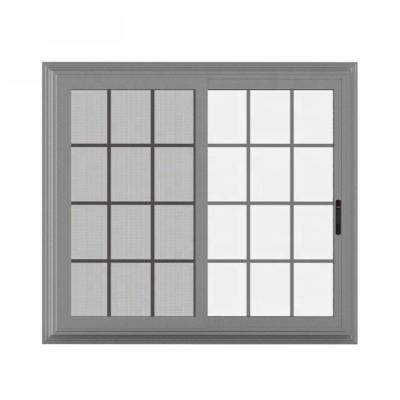China 2.0mm Aluminium Sliding Windows Double Tempered Tinted Glass Balcony With Inside Grill for sale