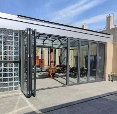 China Fire Retardant 3.0mm Aluminium Bifold Patio Doors Slide Folding Glass Door for sale
