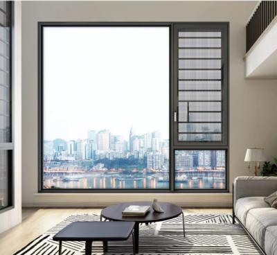 China T5 Aluminium Casement Window Screen Integrated Inward Outward Opening System for sale