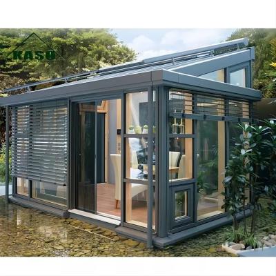 China 1.4mm Small Sunroom Aluminum Frame Prefabricated Glass House for sale