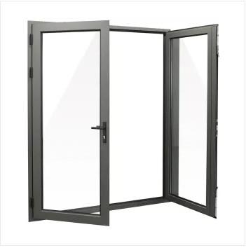 China Níquel cepillado puerta francesa de aluminio del patio de Inswing de la mano izquierda de la oxidación en venta