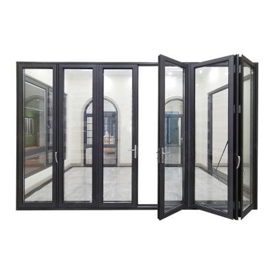 China Anodized White Aluminium Bifold Doors , Two Side Open Door Hollow Glazed for sale
