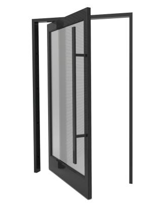 China Torneado medio horizontal anodizado negro de la puerta de aluminio del pivote del marco en venta