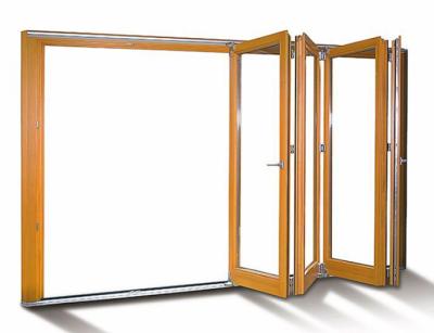 China Las puertas plegables de aluminio de KLUK laminaron el grano de madera de cristal para el patio en venta