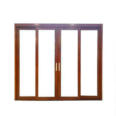 China Non Thermal Break Aluminum Sliding Doors With 2 Track 1.6mm Thickness Wood Grain for sale